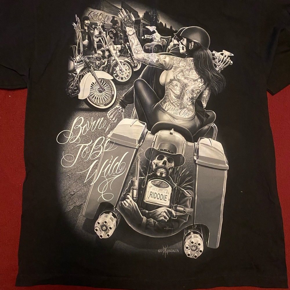 Black Graphic Biker T-Shirt
